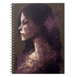 Caderno Espiral Mulher do notebook roxo e castanho pequeno