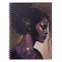 Caderno Espiral Mulher do notebook roxo e castanho pequeno