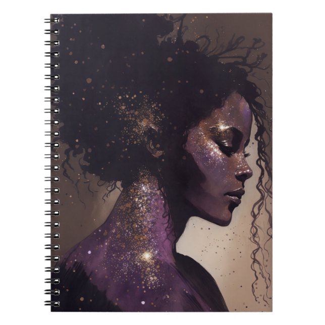 Caderno Espiral Mulher do notebook roxo e castanho pequeno (Frente)