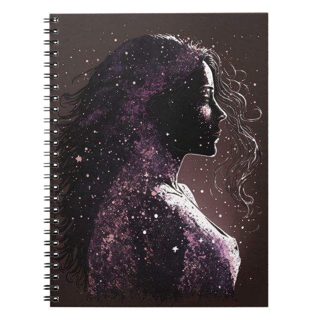 Caderno Espiral Mulher do notebook roxo e castanho pequeno (Frente)