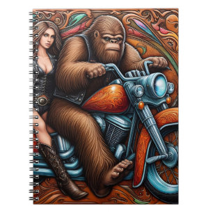 Caderno Espiral Mulher e Sasquatch na Motocicleta