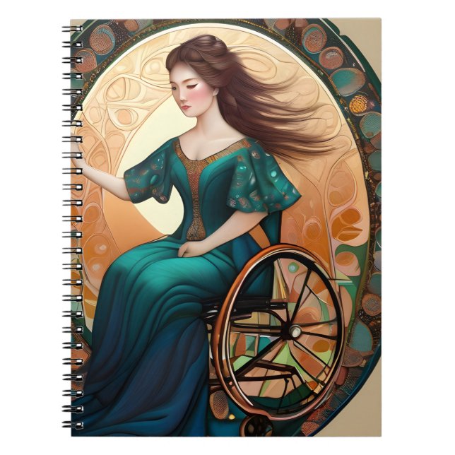 Caderno Espiral Mulher em cadeira de rodas dança alegremente (Frente)