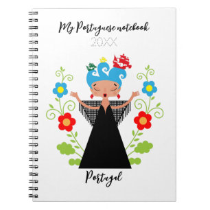 Caderno Espiral Mulher fada cantora de caravela portuguesa