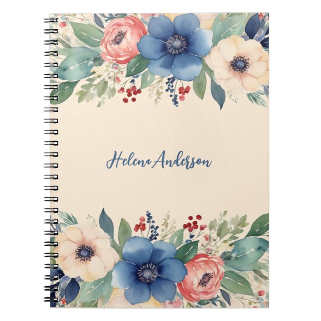 Caderno Espiral Mulher Floral Elegante (Frente)