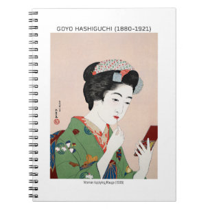 Caderno Espiral Mulher japonesa aplicando rouge - Goyō Hashiguchi