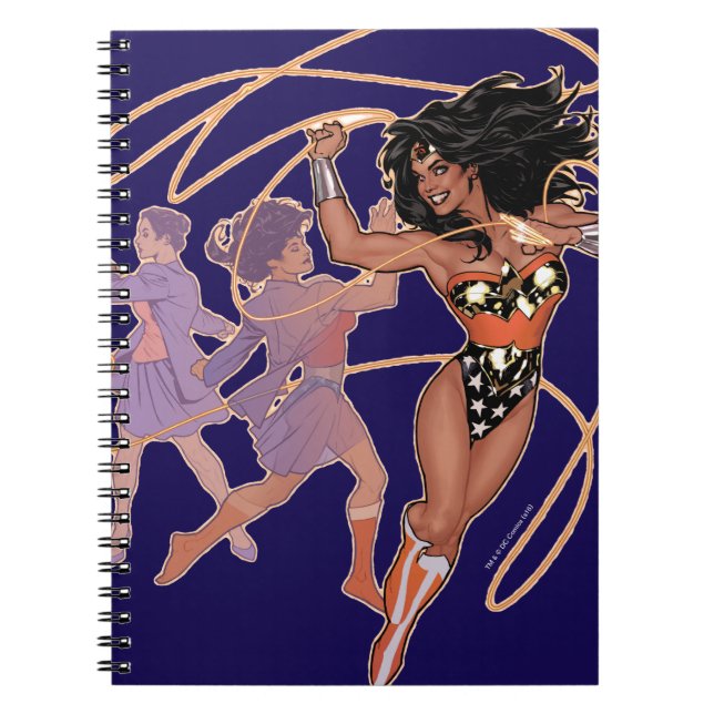 Caderno Espiral Mulher Maravilha Diana Prince Transformação (Frente)