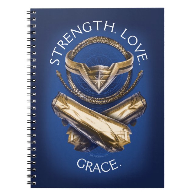 Caderno Espiral Mulher Maravilha Tiara, Laço e Braceletes (Frente)