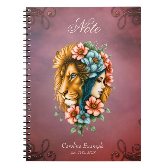 Caderno Espiral Mulher maravilhosa cujo cabelo longo e fluido (Frente)