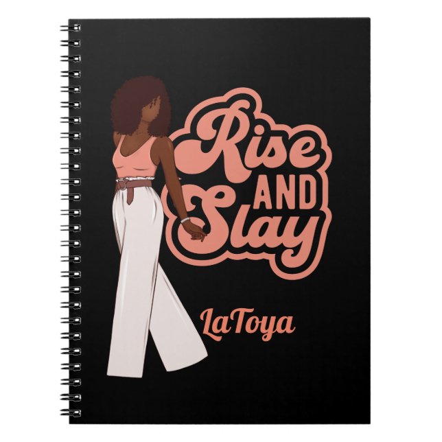 Caderno Espiral Mulher Melanin Personalizada Rise and Slay (Frente)