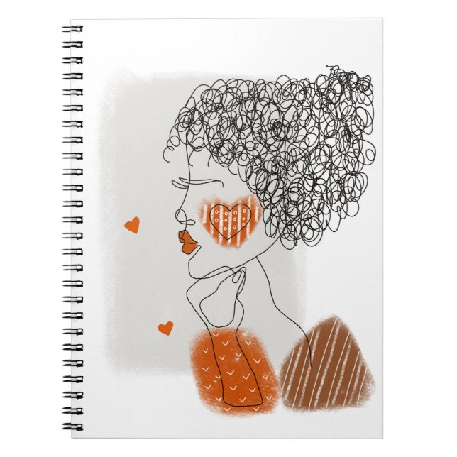 Caderno Espiral Mulher Moda: Linhas Pretas Gráficas (Frente)