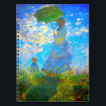 Caderno Espiral Mulher Monet com Parasol<br><div class="desc">Um caderno com a esposa de Claude Monet,  Camille,  segurando um parasol,  e o seu filho,  Jean,  a caminhar num campo verde vibrante a ser soprado pelo vento num dia de Verão. Um presente de Monet excelente para fãs do impressionismo e da arte francesa.</div>