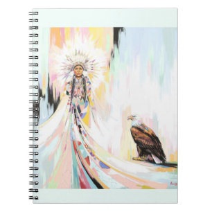 Caderno Espiral Mulher Nativa Americana E Águia