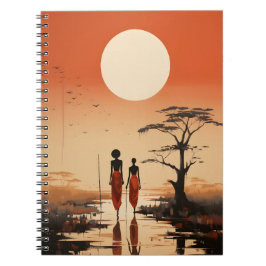 Caderno Espiral Mulher negra negra africana elegante e mesquita
