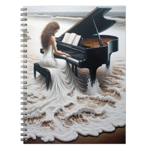 Caderno Espiral Mulher Pianista Em Surf Sapado
