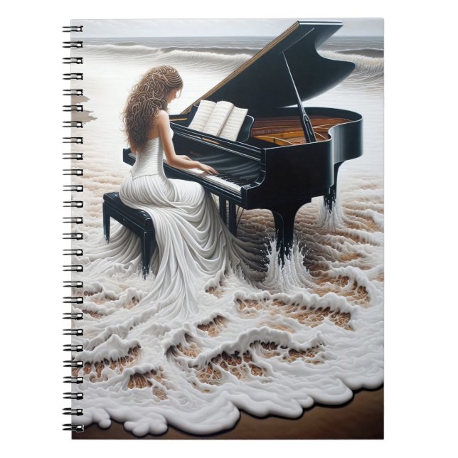 Caderno Espiral Mulher Pianista Em Surf Sapado (Frente)
