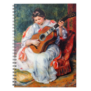 Caderno Espiral Mulher Tocando a Guitarra por Pierre Renoir
