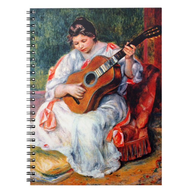 Caderno Espiral Mulher tocando violão por Pierre Renoir (Frente)