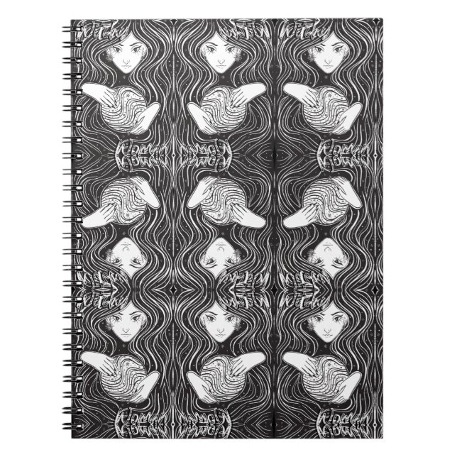 Caderno Espiral Mulher Witchy Black and White (Frente)
