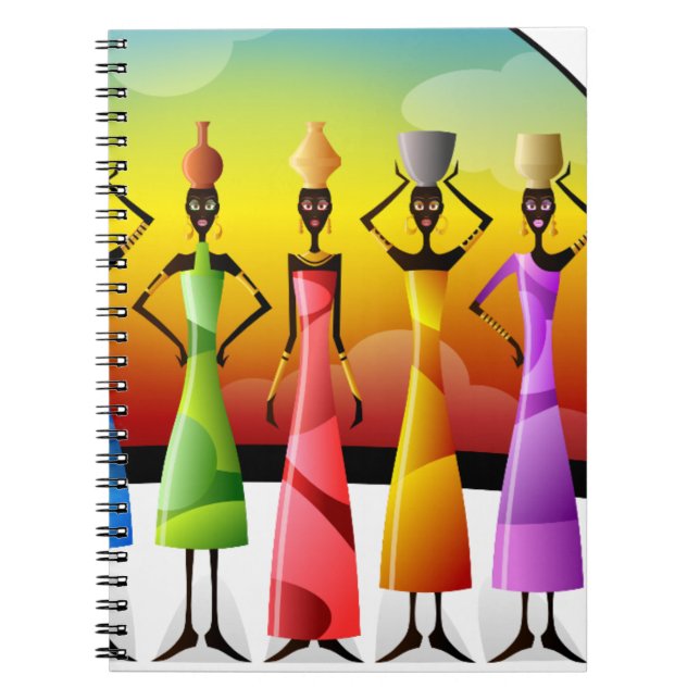 Caderno Espiral Mulheres Africanas com Potéria na cabeça (Frente)