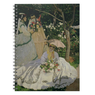 Caderno Espiral Mulheres de Claude Monet   no jardim