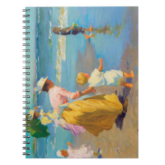 Caderno Espiral Mulheres e crianças na praia Edward Potthast