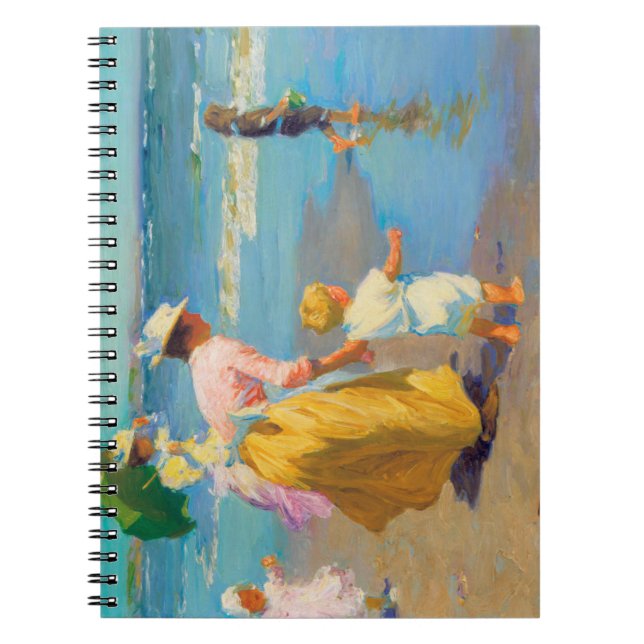Caderno Espiral Mulheres e crianças na praia Edward Potthast (Frente)