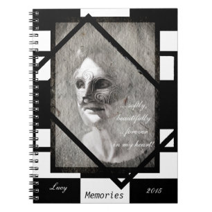 Caderno Espiral Mulheres na Trabalho de arte de máscara (notebook