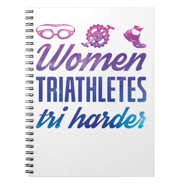 Caderno Espiral Mulheres Triatletas Tri Harder Triathlon Ombre (Frente)