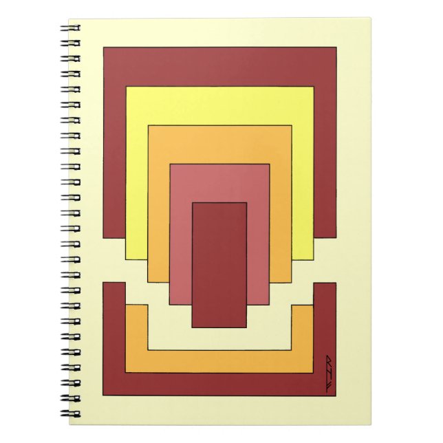 Caderno Espiral Multicor do Abstrato retângulo (estilo 70s) (Frente)