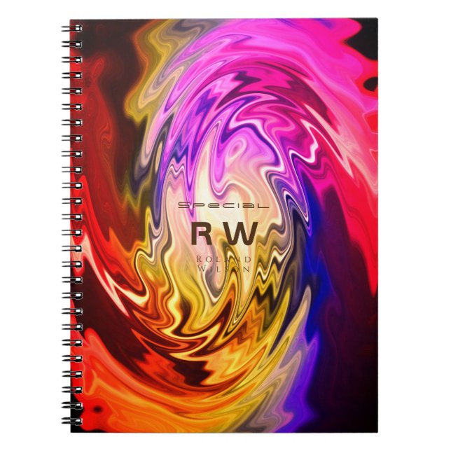 Caderno Espiral Multicores Líquidas de Torção Personalizadas (Frente)