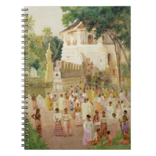 Caderno Espiral Multidões em um monumento em India, 1895 (w/c &