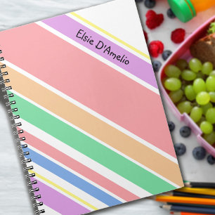 Caderno Espiral Multifaixa Cor Pastel Moderno Menina Personalizado