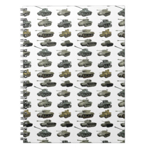 Caderno Espiral Múltiplos tanques WW2 americanos e veículos blin