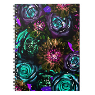 Caderno Espiral Mundo Sombrio Glamour Floral Ousado Flores