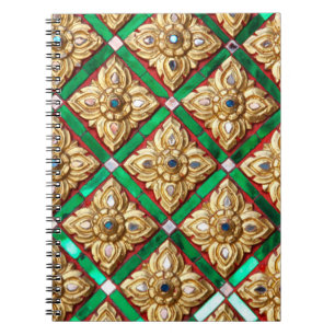 Caderno Espiral Muro de dentro de padrão tailandês da templethaili