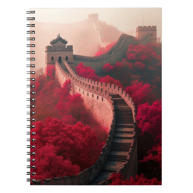 Caderno Espiral Muro de excelente da China no outono - Vermelho Cê (Frente)