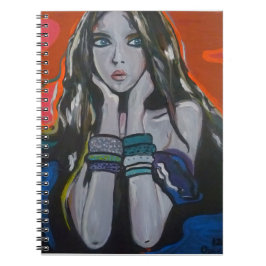 Caderno Espiral Musa Pensativa: Retrato Moderno em Acrílico