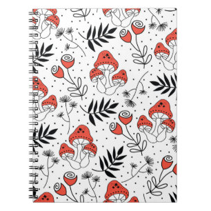 Caderno Espiral Mushroom Fungi: Arte na Linha da Natureza