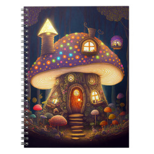 Caderno Espiral Mushroom House Fantasy Art
