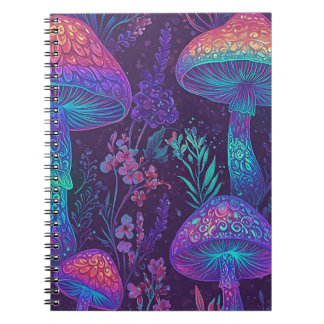 Caderno Espiral Mushroom Neon Forest Dreamscape