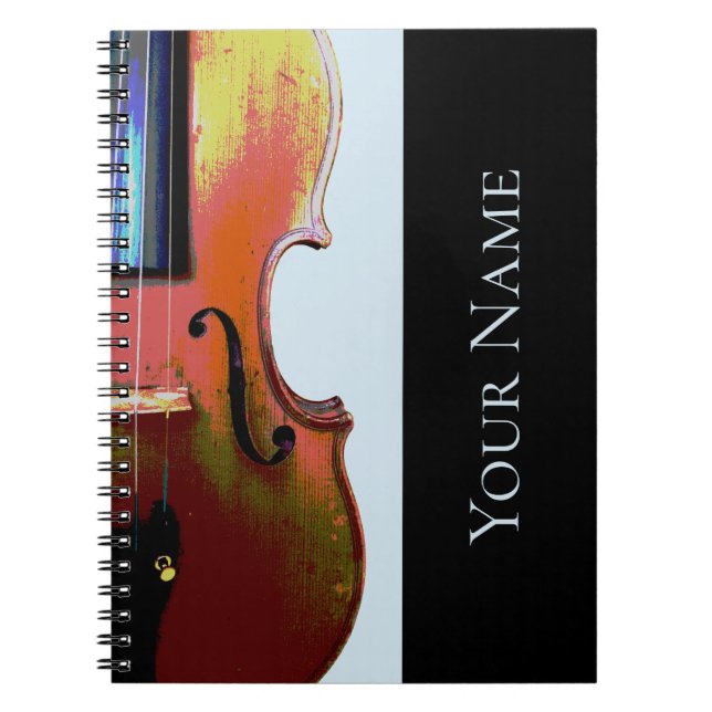 Caderno Espiral Música Clássica Violin Blue Personalizado (Frente)
