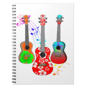 Caderno Espiral Música do Jogador Ukulele da Ilha Tropical