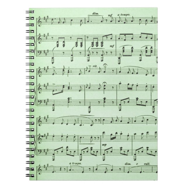 Caderno Espiral Música em folha verde (Frente)