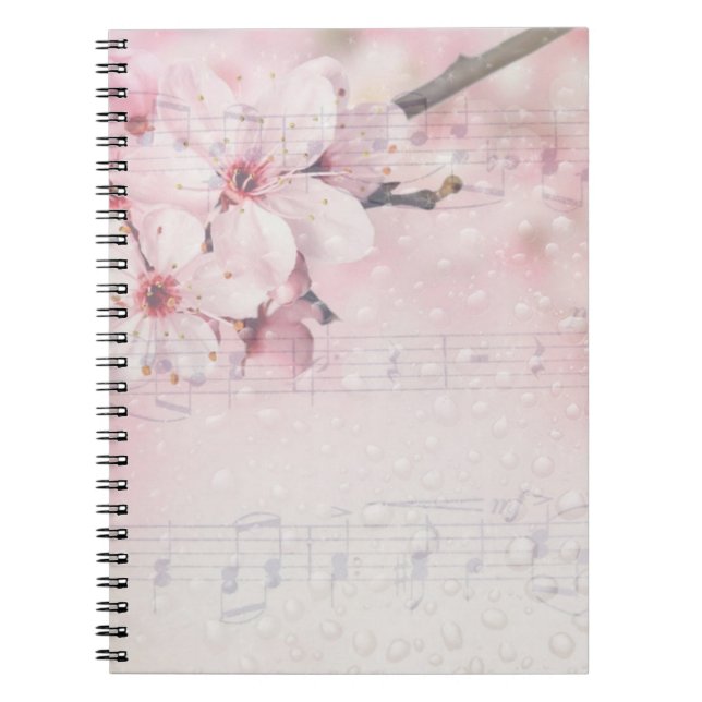 Caderno Espiral Música Floral Rosa (Frente)