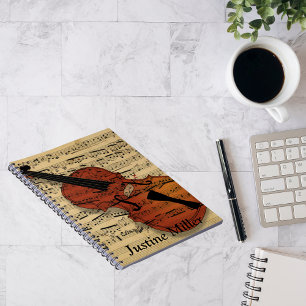 Caderno Espiral Música para Violin e Vintage Sheet