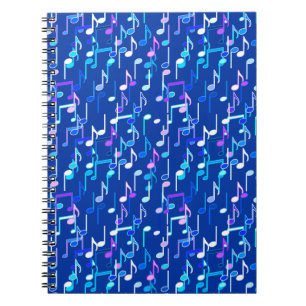 Caderno Espiral Musical Notes impressão - indigo azul, multi