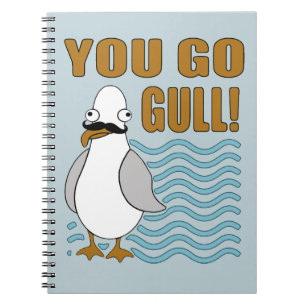 Caderno Espiral Mustache Seagull Você Vai Gull