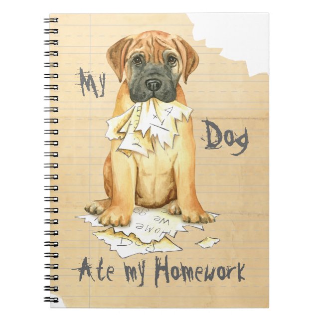 Caderno Espiral My Bullmastiff Ate My Homework (Frente)