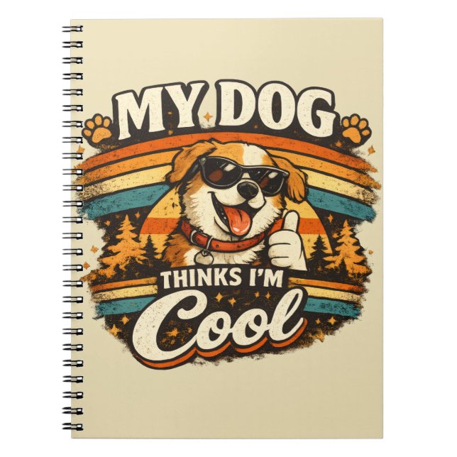 Caderno Espiral My Dog Thinks I'm Cool Retro Dog Art (Frente)