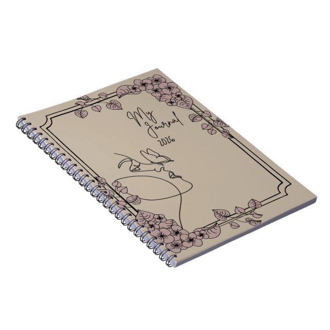 Caderno Espiral My Journal 2026 – Minimal Floral Line Art Aestheti (Lado Direito)